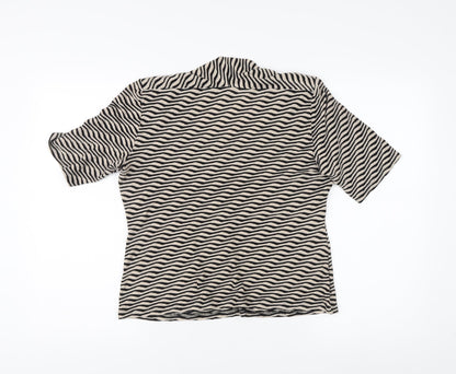 Alexon Women's Black Geometric 3/4 Sleeve Top L