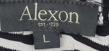 Alexon Women's Black Geometric 3/4 Sleeve Top L