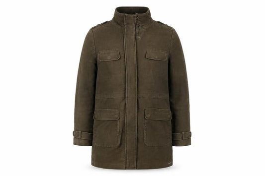 Front view of Whistles unisex green military jacket, size 10