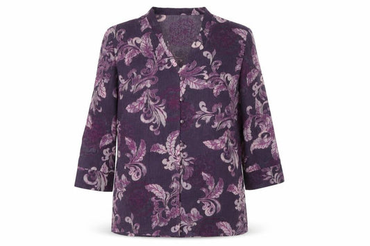 Jacques Vert Women's Purple Floral Wool Blouse UK 14