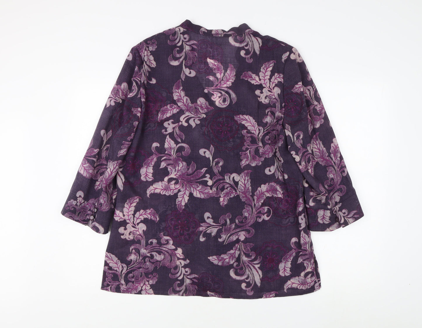 Jacques Vert Women's Purple Floral Wool Blouse UK 14