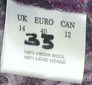 Jacques Vert Women's Purple Floral Wool Blouse UK 14