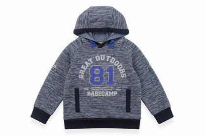 Front view of Regatta boys’ blue pullover hoodie 5-6 years - outdoor style