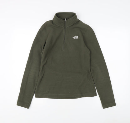 The North Face XS Green Fleece Logo 1/4 Zip Sweatshirt Unisex