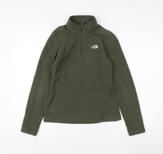 The North Face XS Green Fleece Logo 1/4 Zip Sweatshirt Unisex