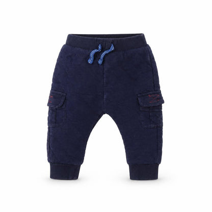Front view of Jasper Conran unisex baby blue jogger trousers 3-6 months