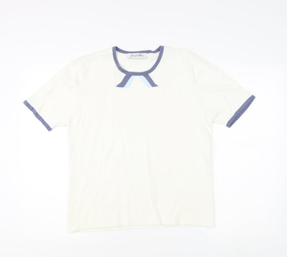 Womens UK Size M Jacques Vert Ivory Ringer T-Shirt