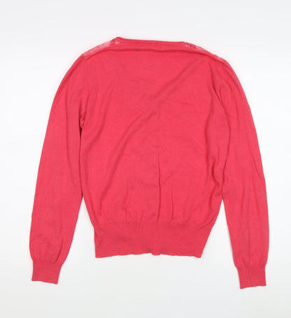 Womens UK Size L GUESS Red Cardigan Jumper