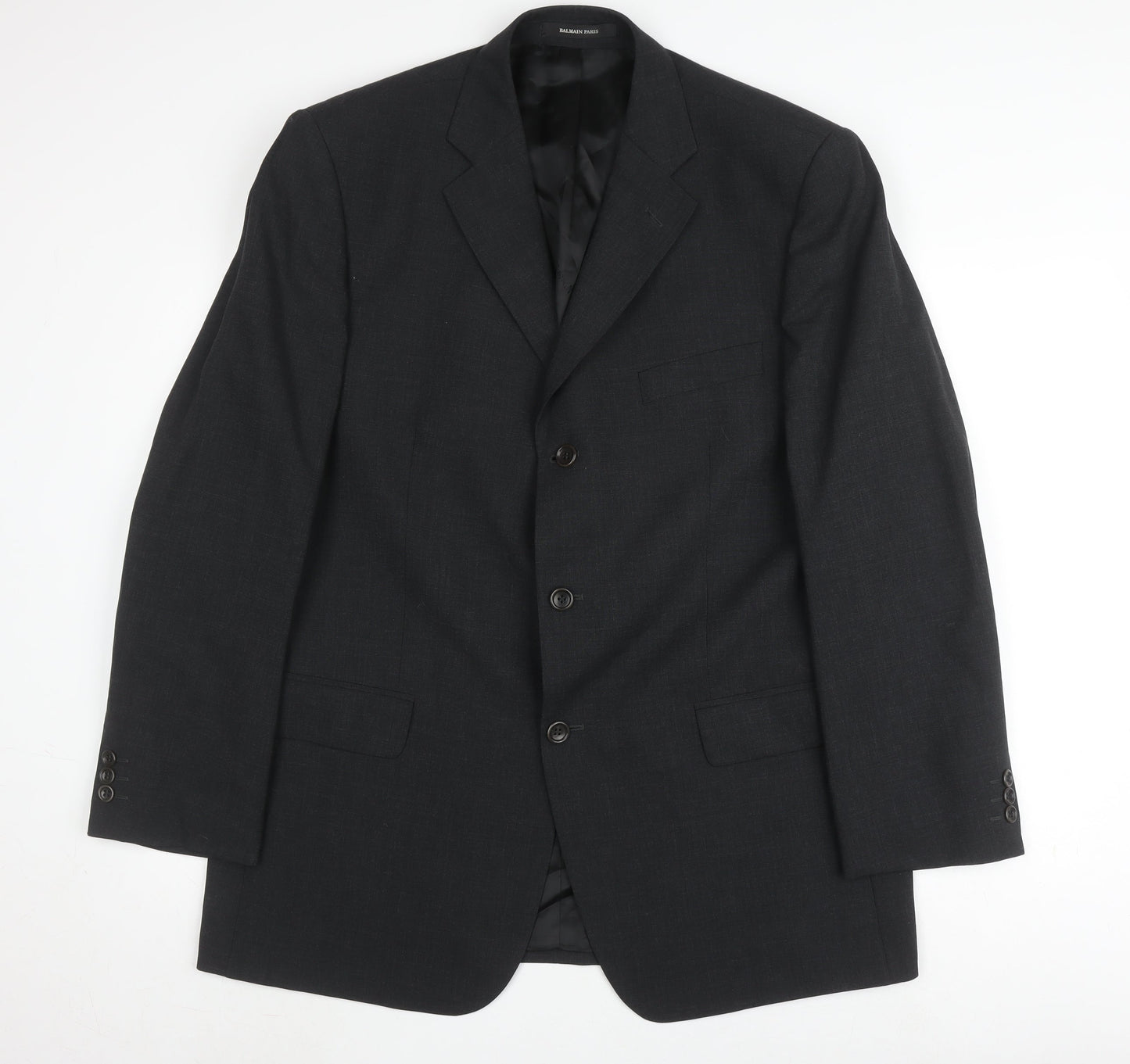 Balmain Men's Black Wool Jacket Size 42 Regular Fit