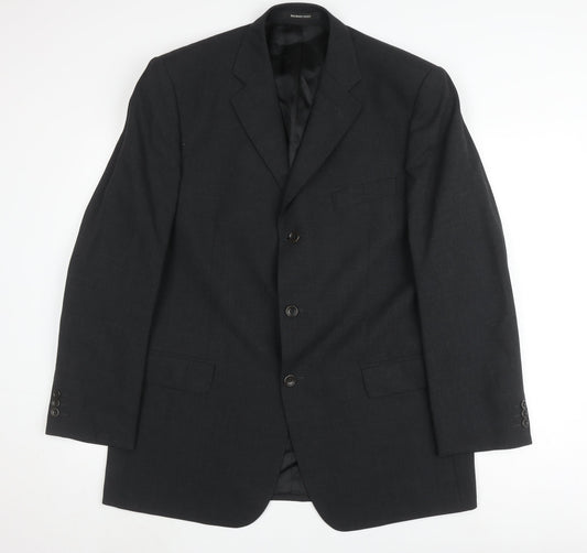 Balmain Men's Black Wool Jacket Size 42 Regular Fit