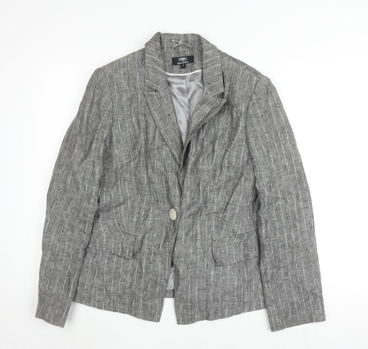 Marks and Spencer Grey Pinstripe Blazer Women’s Size 14