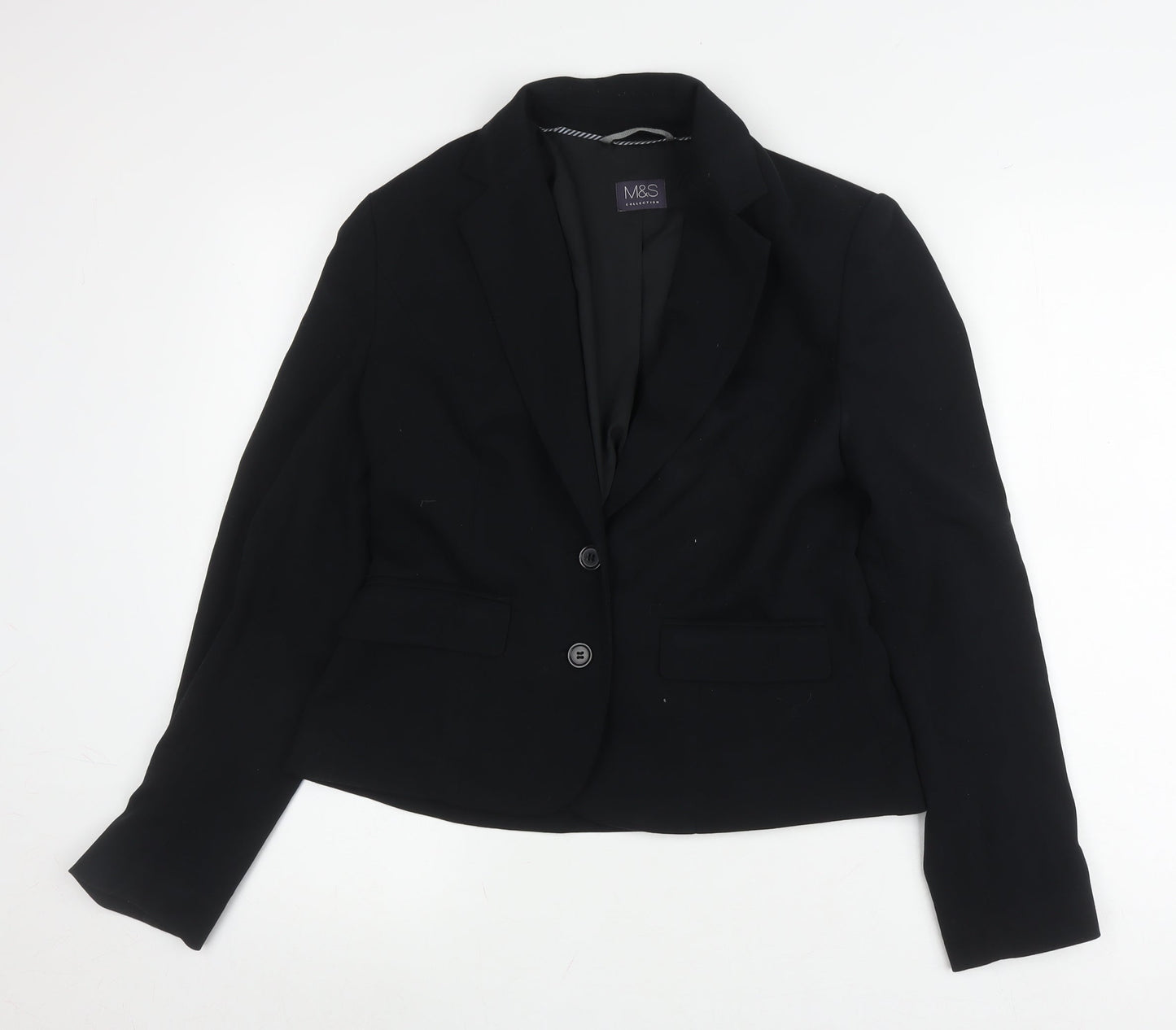 Marks and Spencer Women's Black Blazer Size 10 Long Sleeve