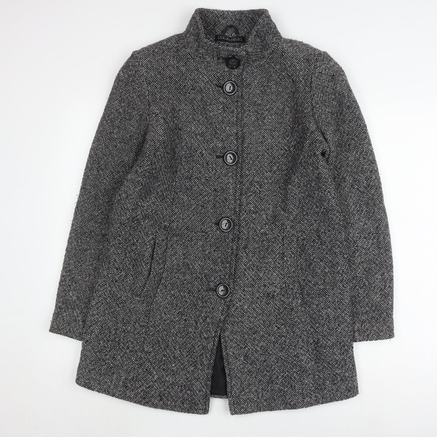 Classics Women's Black Herringbone Overcoat Size 10