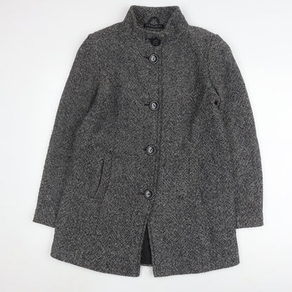 Classics Women's Black Herringbone Overcoat Size 10