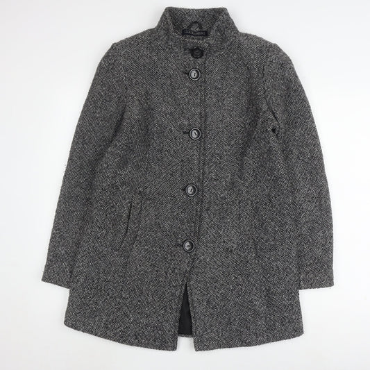 Classics Women's Black Herringbone Overcoat Size 10