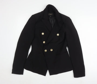 ATTENTIF Women's Black Double-Breasted Jacket Size 10