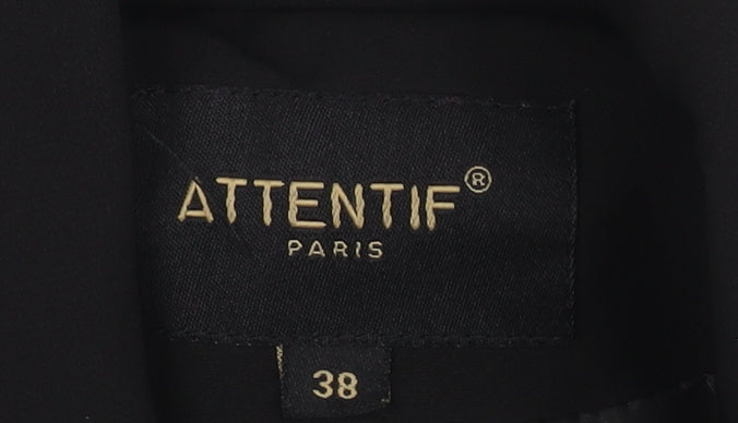 ATTENTIF Women's Black Double-Breasted Jacket Size 10