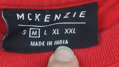 McKenzie Men's Red Graphic Print Cotton T-Shirt Medium