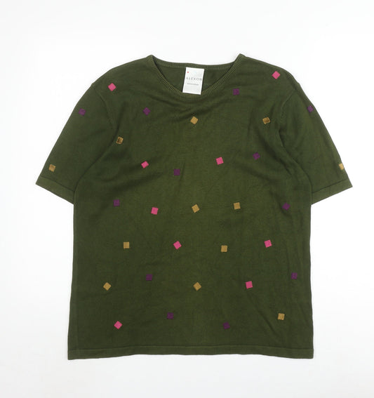 Alexon Women's Green Embroidered Jumper Medium