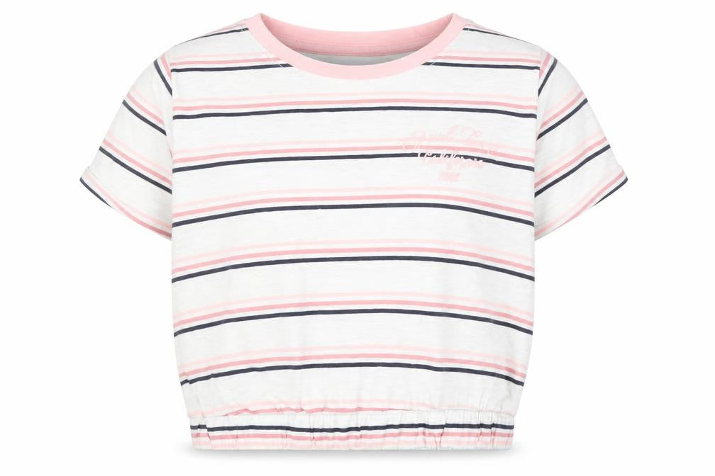 Front view of SoulCal girls’' pink striped t-shirt 11-12 years