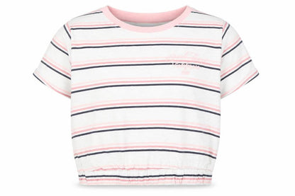 Front view of SoulCal girls’' pink striped t-shirt 11-12 years