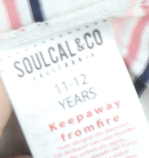 SoulCal & Co Girls' Pink Striped T-Shirt 11-12 Years