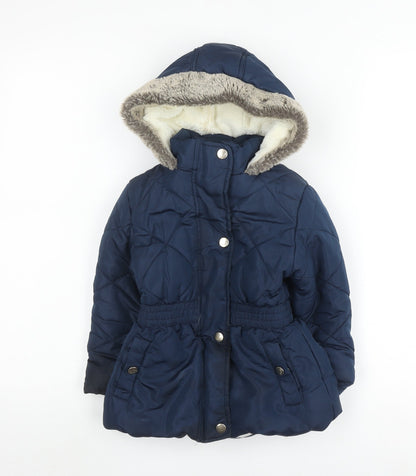 Junior J Girls Blue Hooded Puffer Jacket 2-3 Years