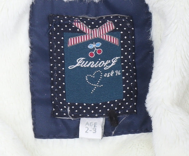 Junior J Girls Blue Hooded Puffer Jacket 2-3 Years