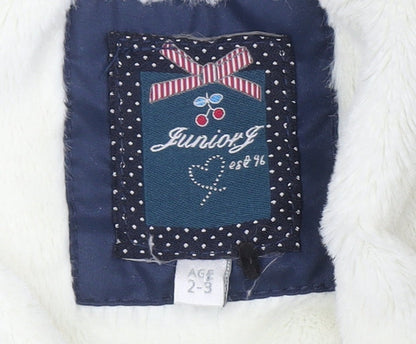 Junior J Girls Blue Hooded Puffer Jacket 2-3 Years
