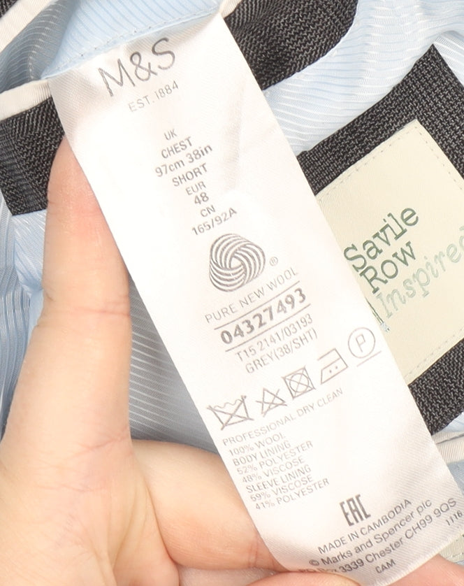 Mens UK Size 38 Marks and Spencer Regular Grey Suit Jacket