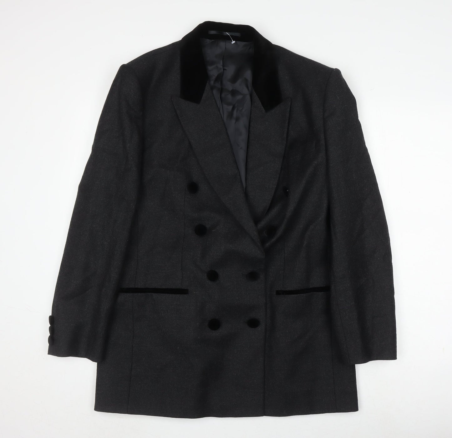 St Michael Women's Grey Wool Blazer Size 16 Classic