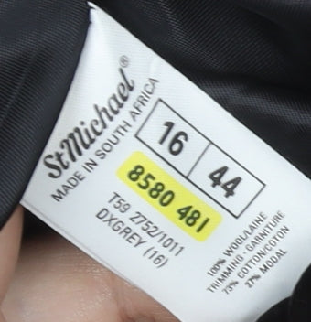 St Michael Women's Grey Wool Blazer Size 16 Classic