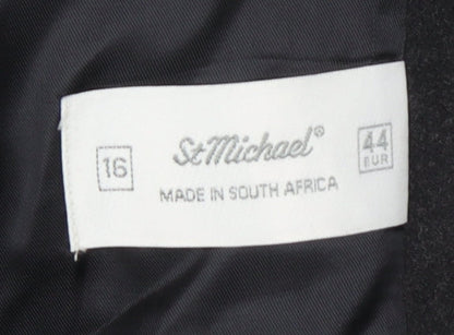 St Michael Women's Grey Wool Blazer Size 16 Classic