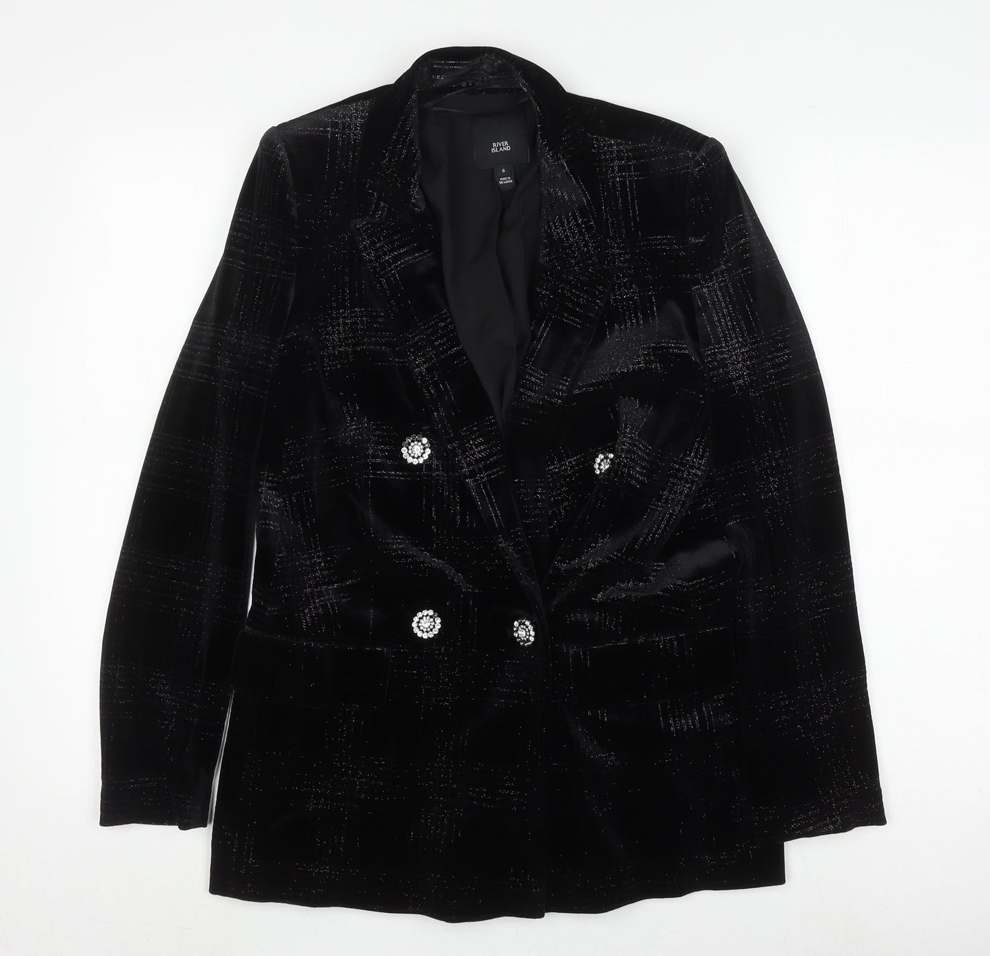 River Island Women's Black Velvet Blazer Size 6