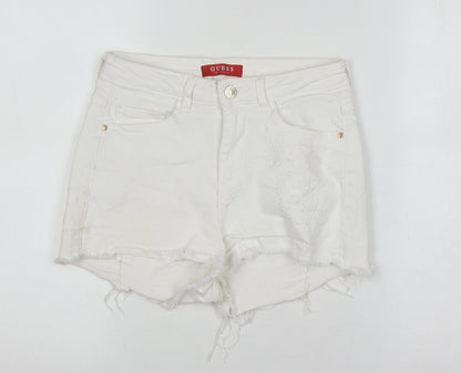 Guess Women's White Cut-Off Shorts, Size 2, Casual Style