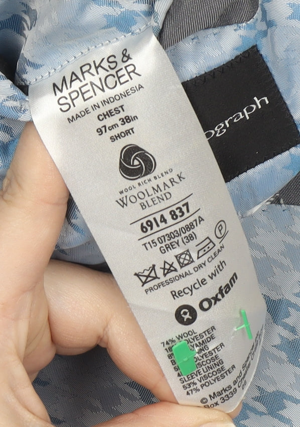 Mens UK Size 38 Marks and Spencer Regular Grey Suit Jacket