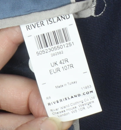 Mens UK Size 42 River Island Regular Blue Suit Jacket