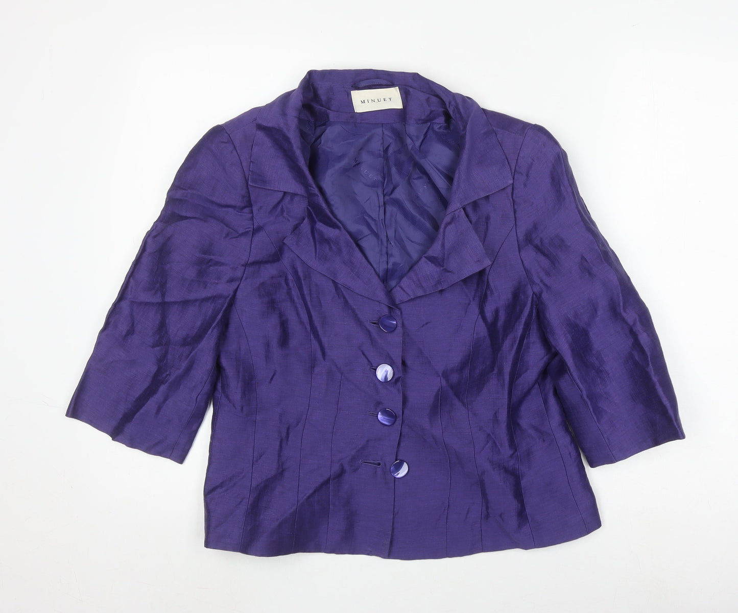 Minuet Women's Purple Buttoned 3/4 Sleeve Jacket, Size 12