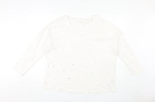 CAPSULE Women's White V-Neck T-Shirt, Size 18