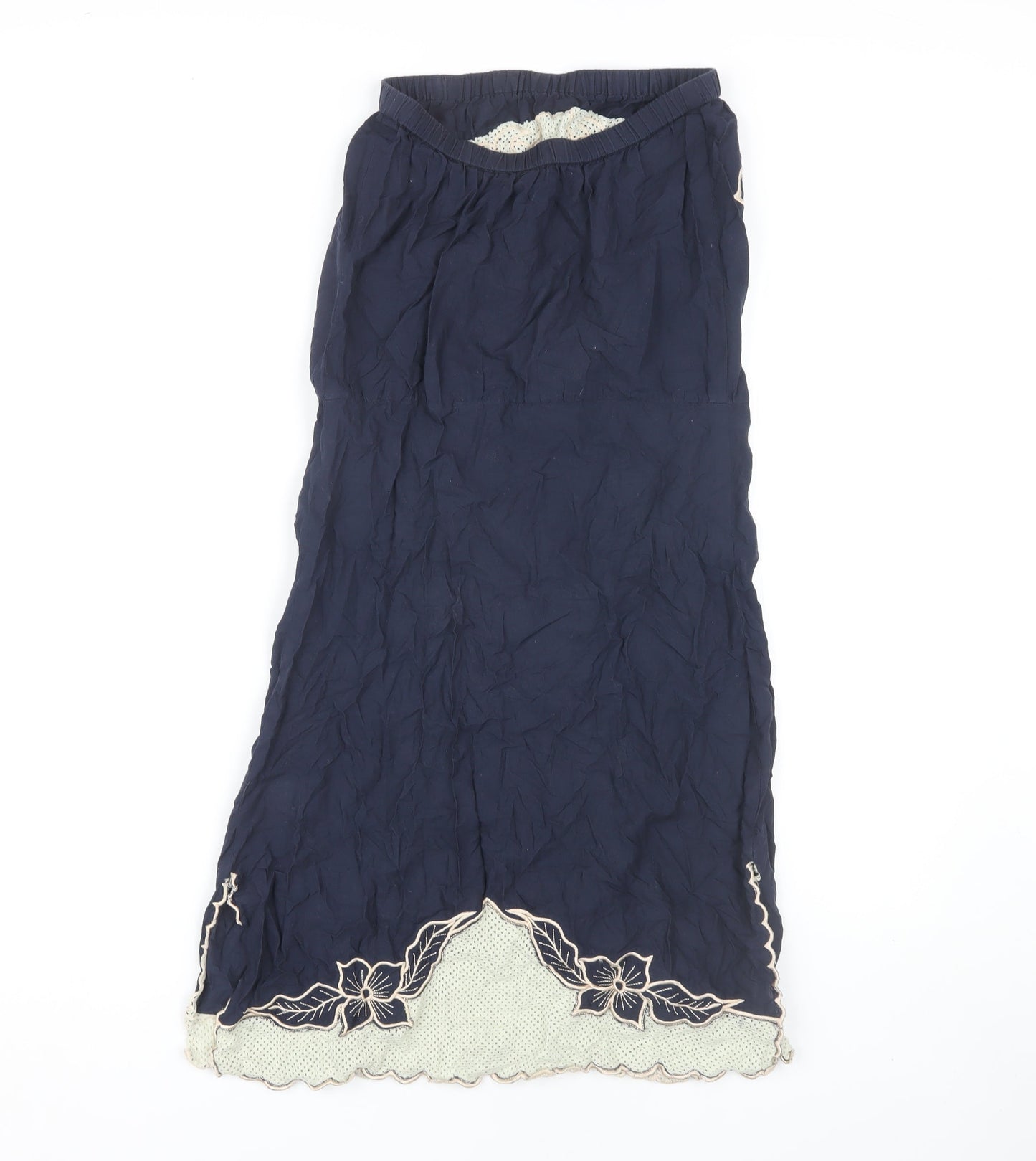 Topshop Women's Blue Embroidered Floral Skirt S