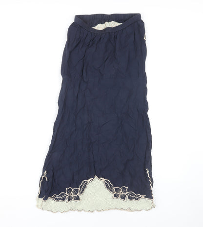 Topshop Women's Blue Embroidered Floral Skirt S