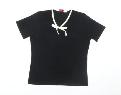 Womens UK Size M Style by EWM Black Basic T-Shirt