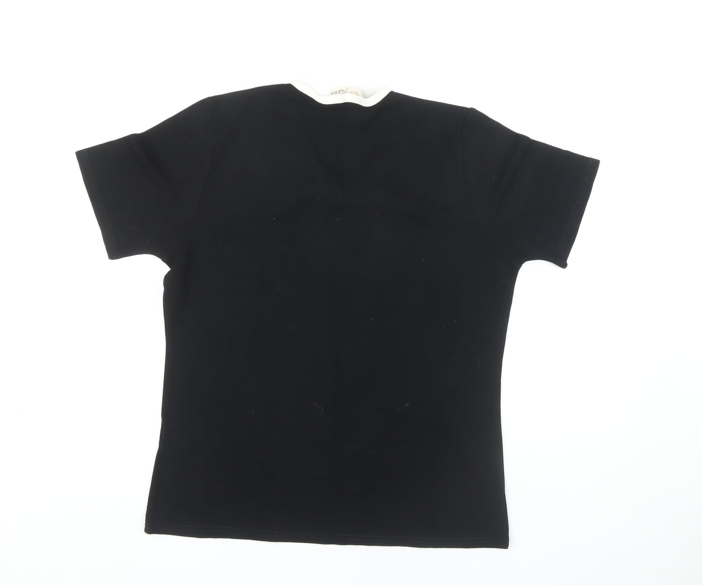 Womens UK Size M Style by EWM Black Basic T-Shirt