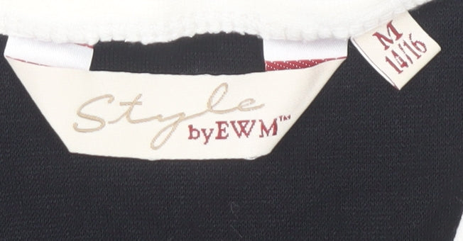 Womens UK Size M Style by EWM Black Basic T-Shirt