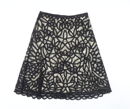 East Women's Black Lace A-Line Skirt Size 14
