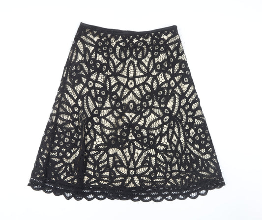 East Women's Black Lace A-Line Skirt Size 14