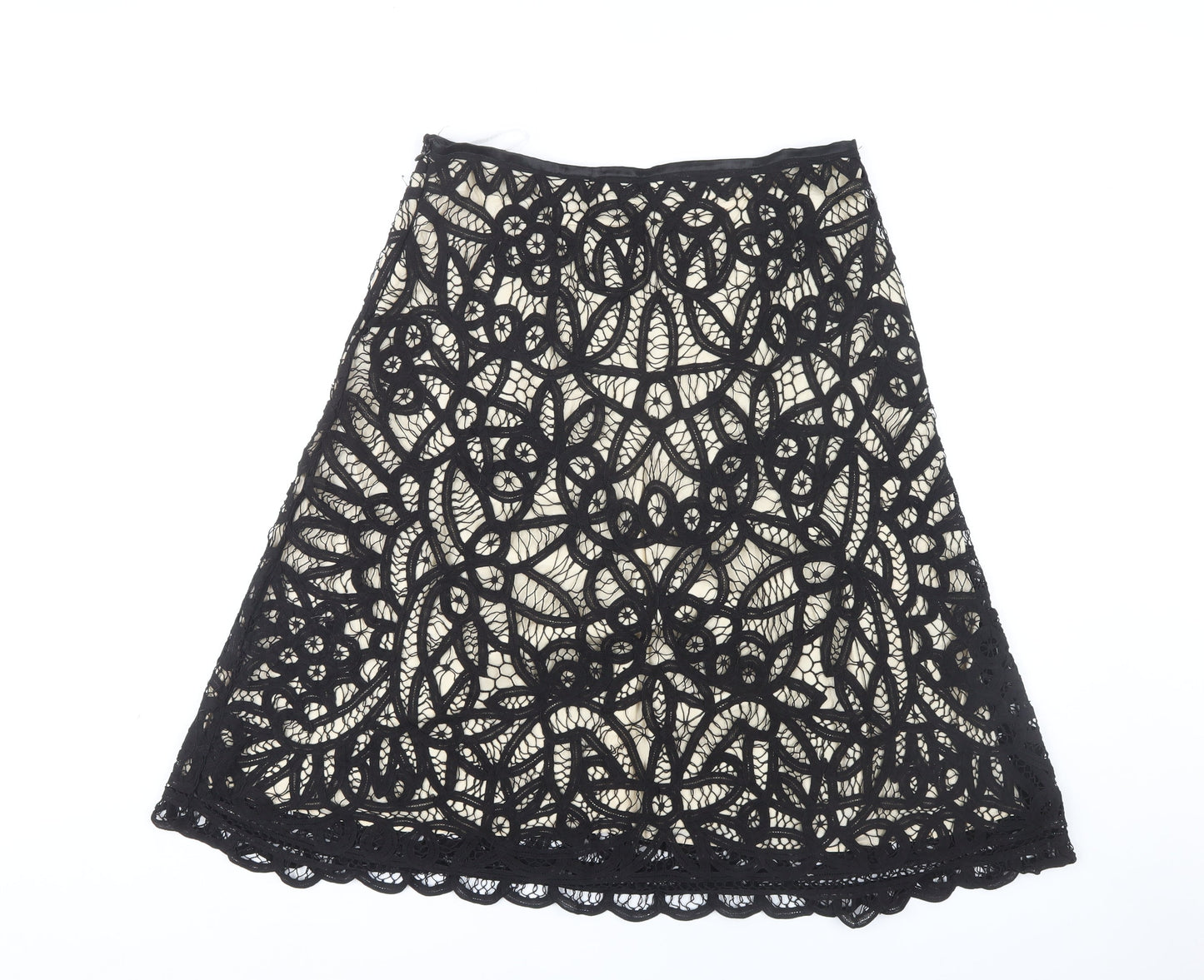 East Women's Black Lace A-Line Skirt Size 14