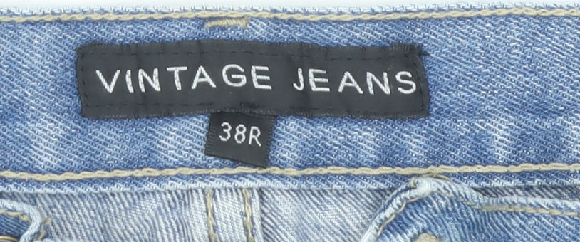 Vintage Jeans Men's Straight Blue Denim Size 38