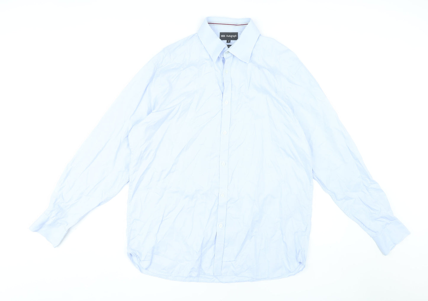 Mens UK Collar Size 43 Marks and Spencer Smart Blue  Dress Shirt