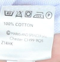 Mens UK Collar Size 43 Marks and Spencer Smart Blue  Dress Shirt